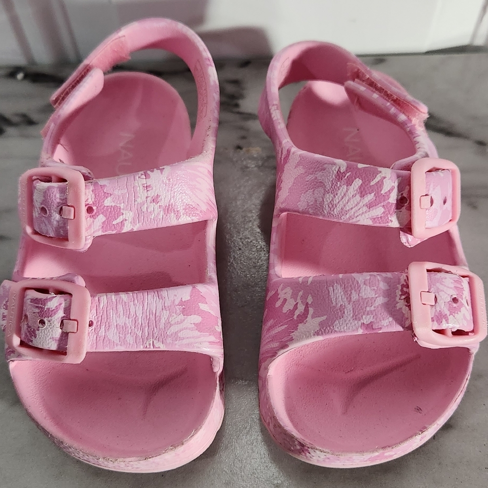 Nautica pink tye dye float boat sandals toddler girl's size 6